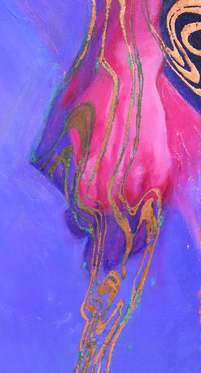End of the Rainbow (detail) — oil and copper foil on canvas by Summer Voelker