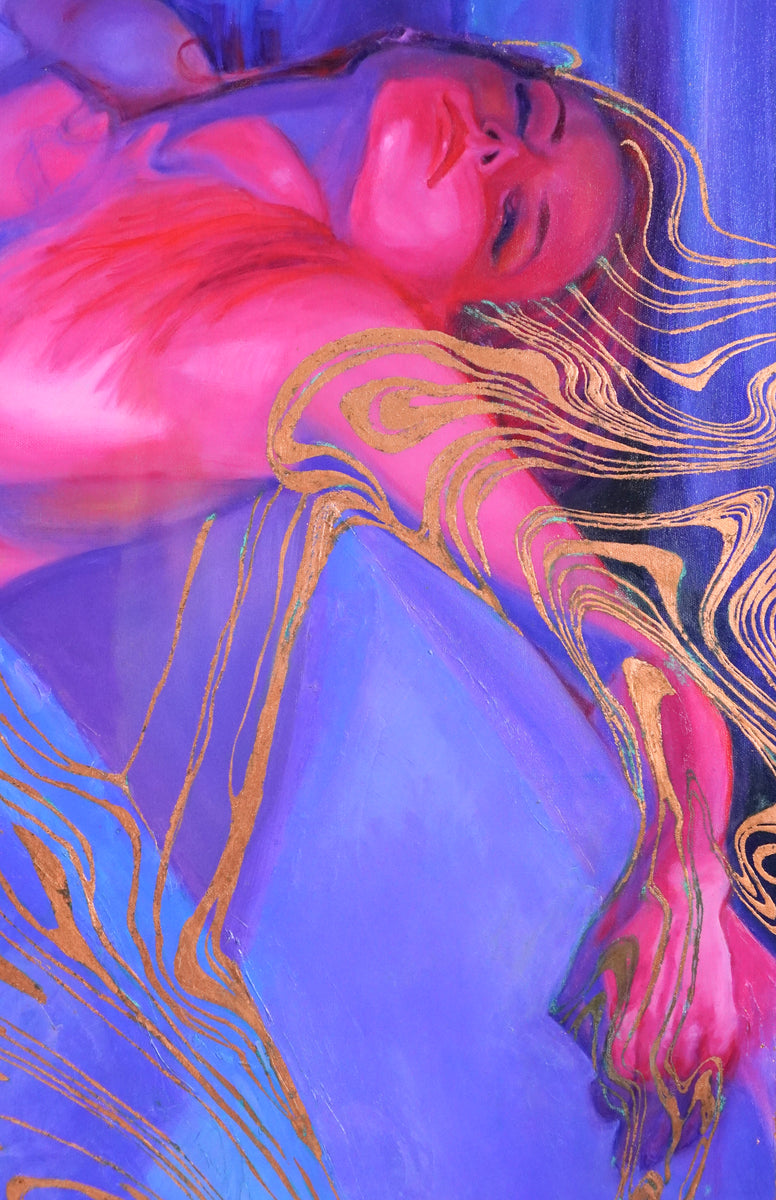 End of the Rainbow (detail) — oil and copper foil on canvas by Summer Voelker