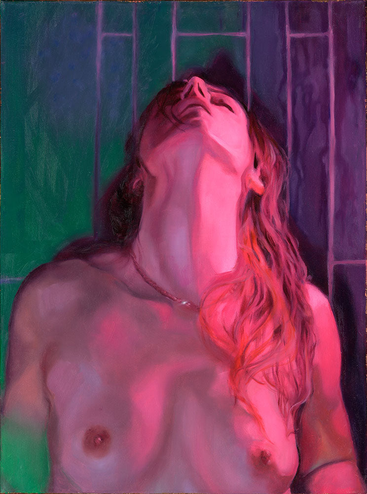 Throat — oil on canvas self-portrait by Summer Voelker, 24 × 18 inches